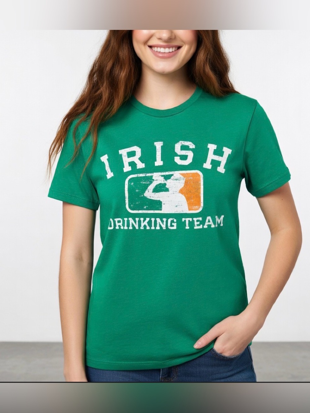 Kelly Green Irish Drinking Team Graphic Tee Women Size S